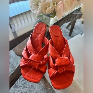 SCHUTZ- Orange Leather Mule Sandals